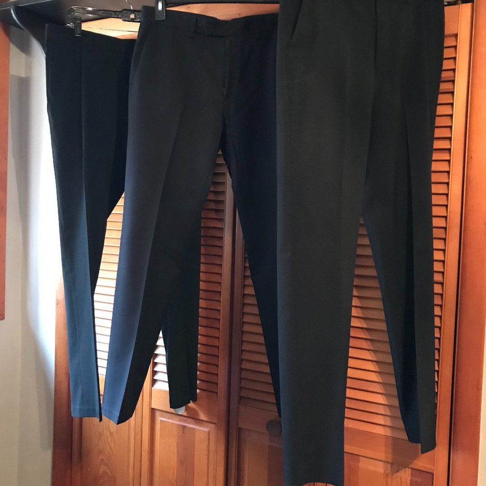 Men's Black Dress Pants. Set of 3. All are 33" waist by 32" length